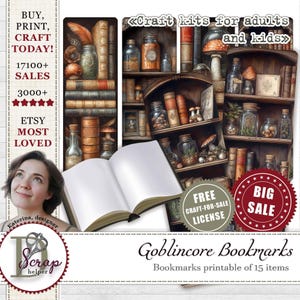 Goblincore Lesezeichen Set 15 Stück zum Ausdrucken Bücherregal Lesezeichen Set Bücherregal Bücherregal Club Geschenk Illustrierte Lesezeichen Pilz Lesezeichen #888