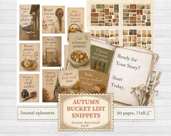 Autumn bucket list quote stickers Fall activities Seasonal vision board cards | Digital download | 1578
