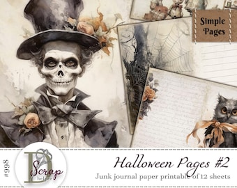 Halloween junk journal writing pages for Gothmas and dark holiday scrapbooking | Digital download | 998