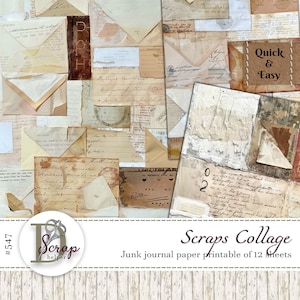 Neutrales shabby Collage Papier zum Ausdrucken als 12er Set Masterboard Scrappy Basic Masculine Basic Essentials Masculine Pergamentpapier #547