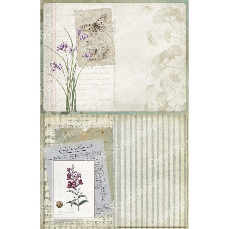 Vintage Garden Junk Journal Kit Printable 16 Sheets Floral Botanical ...