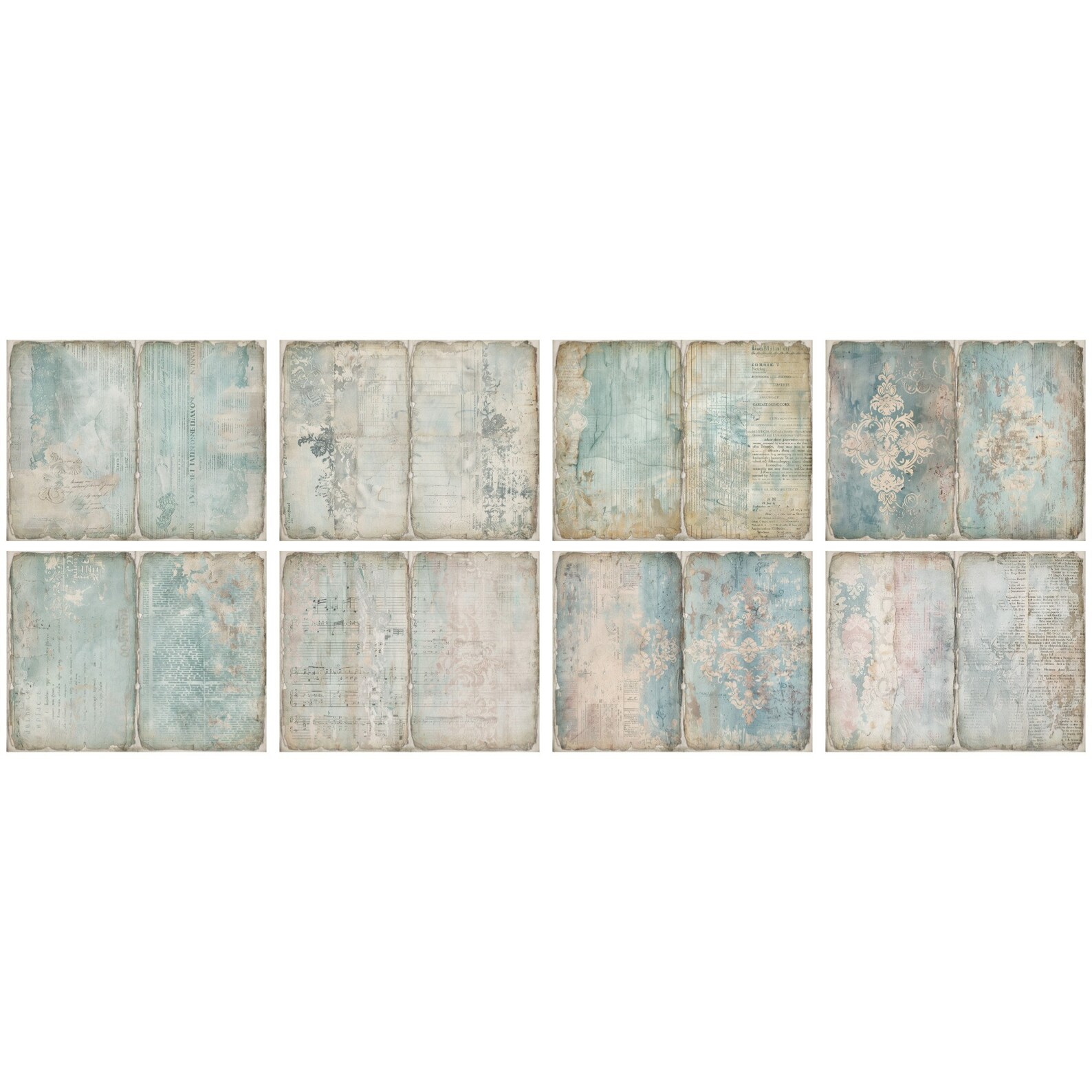 Blue Shabby Junk Journal Pages Printable of 48 Sheets Vintage Basic ...