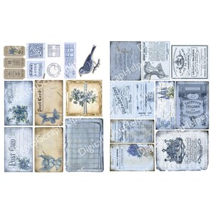 flea market ephemera, floral ephemera, shabby chic ephemera, botanical ephemera, antique ephemera, shabby junk journal, blue ephemera, shabby chic journal, blue shabby chic, blue digital paper, blue junk journal, vintage blue journal