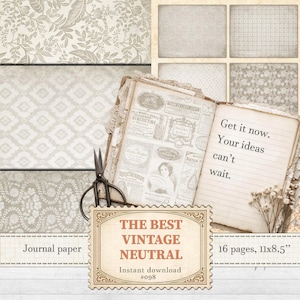 Muted neutral background paper for basic junk journals and antique scrapbooking | Digital download | 098