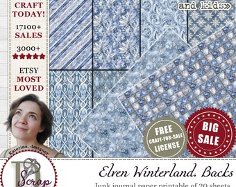 Magical winterland elf digital bacgroud paper Winter elven enchanted forest scrapbook kit Instant download Christmas wonderland journal #958