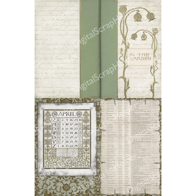 Vintage Garden Junk Journal Kit Printable 16 Sheets Floral Botanical ...