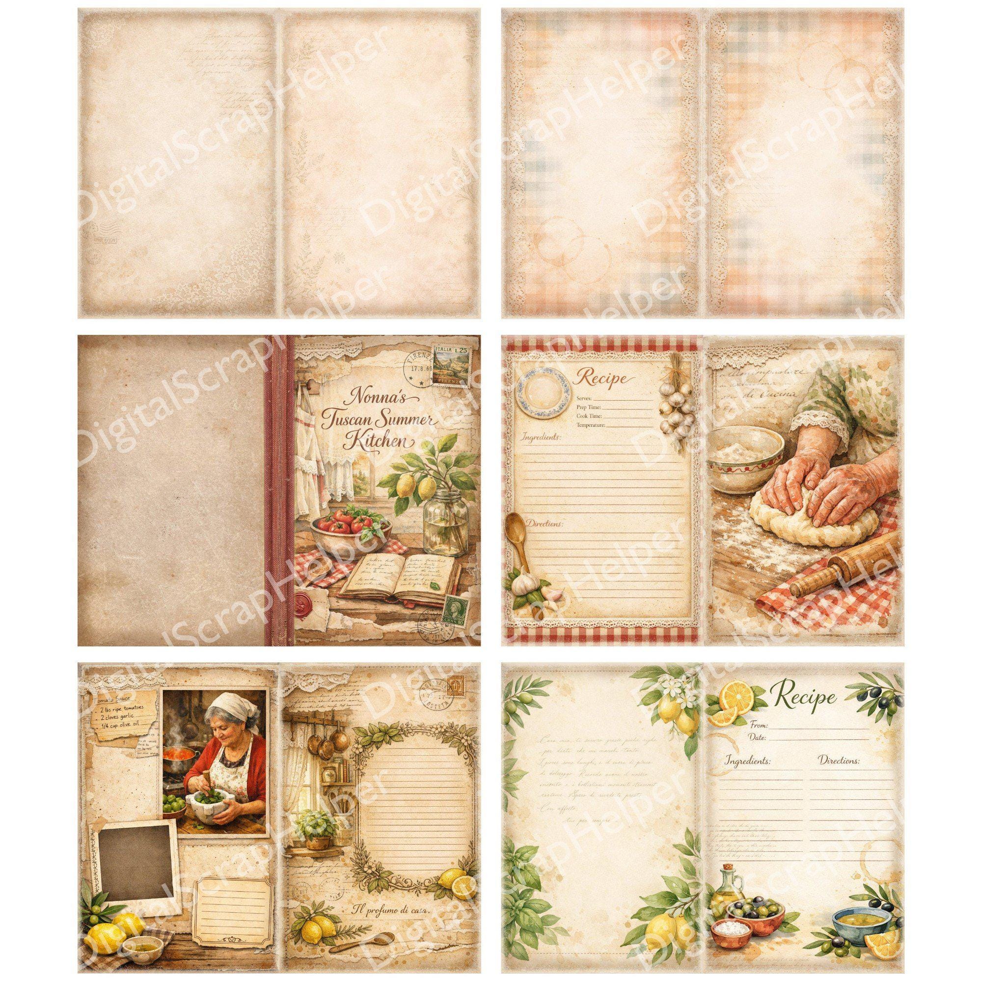 Nonna’s Kitchen Junk Journal Kit for Italian Recipes and Tuscany Pages ...