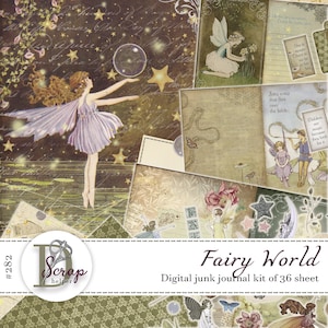 Kit diario di cianfrusaglie fatato stampabile di 36 fogli Spirito della foresta Elfo Magia Fiaba Fantasia Fata fiore Grimorio forniture per diario di cianfrusaglie #282