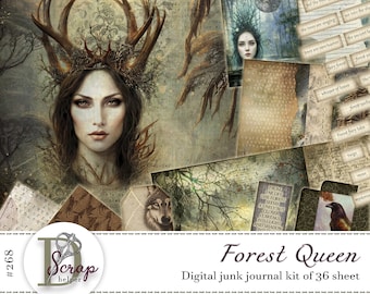Forest witch junk journal kit for enchanted nature fairy tale slow crafting | Digital download