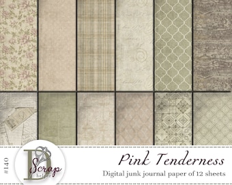 Vintage muted cottagecore scrapbook paper for shabby chic junk journaling | Digital download | 140