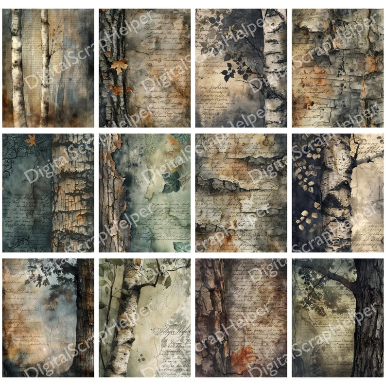 Tree Bark Paper Pack for Forest Junk Journals and Nature Collages ...