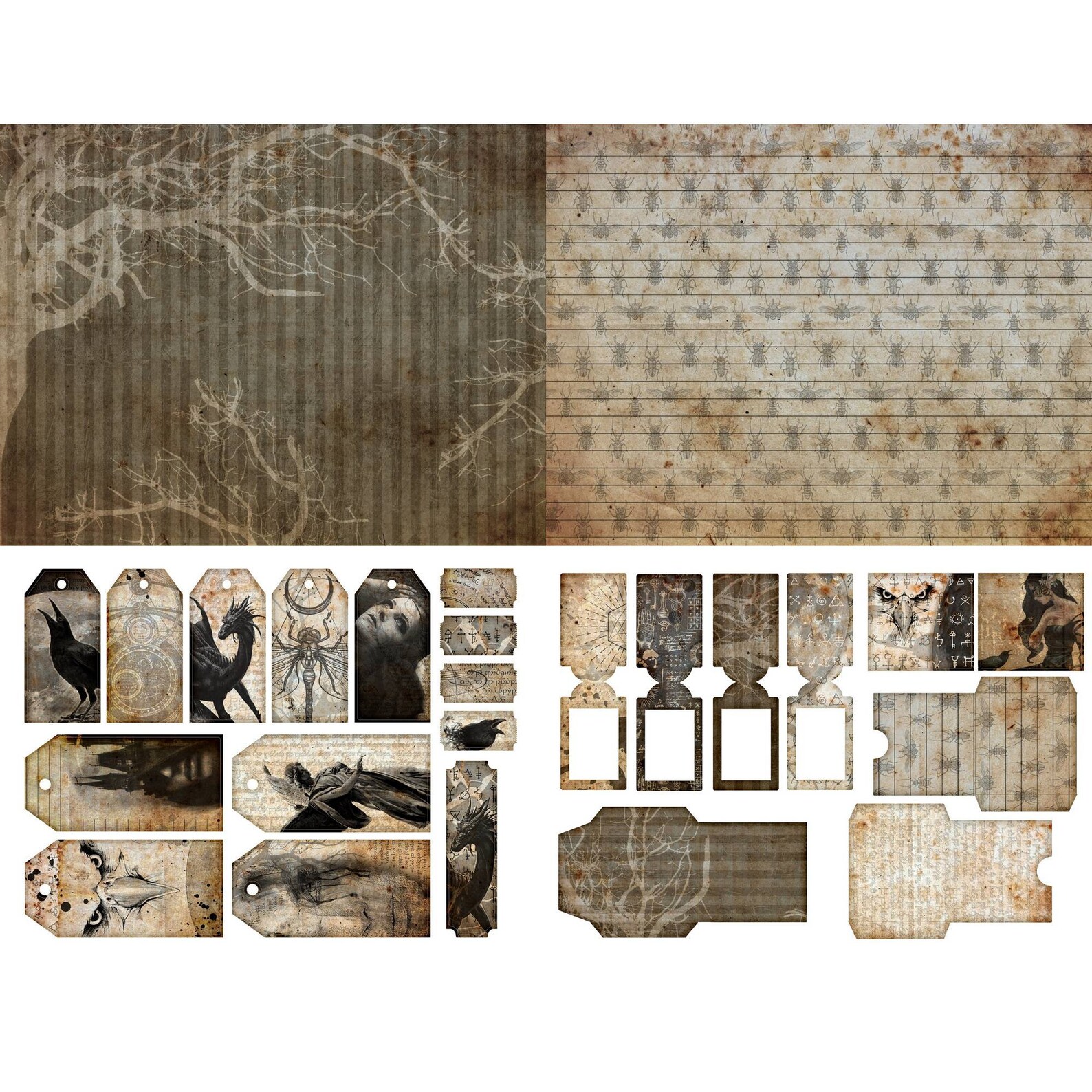 Witch Junk Journal Kit Printable of 24 Sheets Moon Grimoire - Etsy