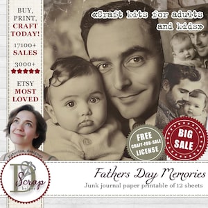 Photos vintage rétro à imprimer pour la fête des pères, 12 feuilles, cadeau pour la fête des pères, père et fille, père et fils, père et bébé, papa aimant #1120