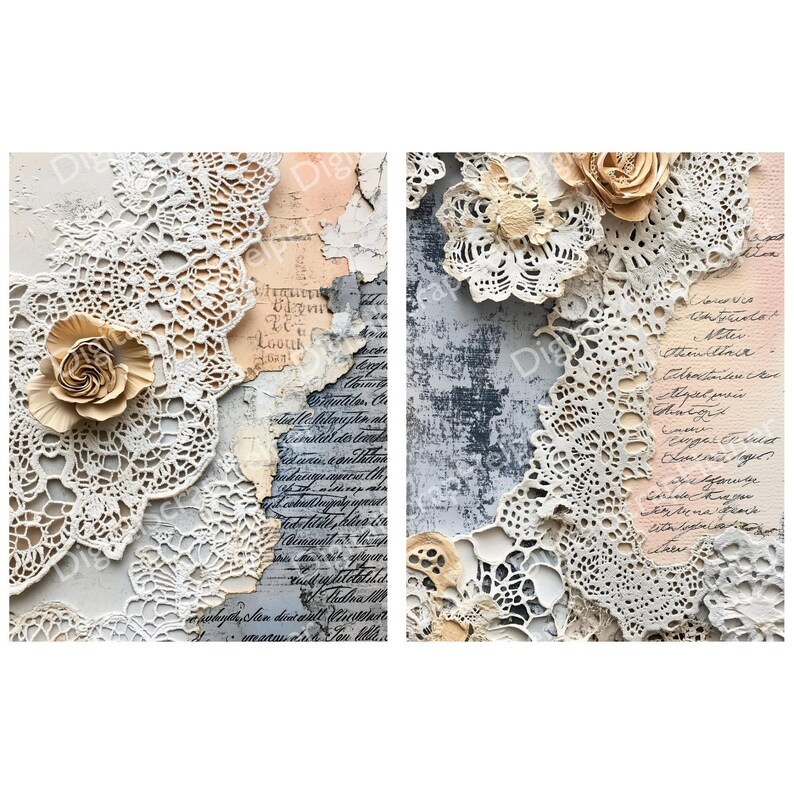 Antique Lace Background Papers for Victorian Scrapbooking Collages and ...