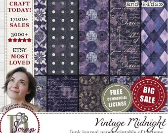 Vintage purple background paper for scrappy collages and junk journaling |  Digital download | 608