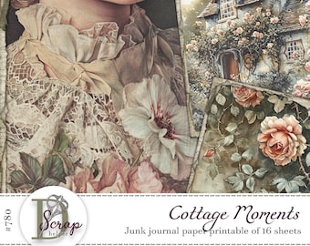 Ensemble de draps floraux Cottagecore pour une décoration de jardin printanière et un scrapbooking vintage | Téléchargement numérique