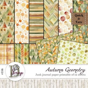 Papel de diario basura abstracto de otoño imprimible, 12 hojas, otoño de retazos, estética shabby chic, hogar dulce, cottagecore, uso comercial gratuito n.° 556