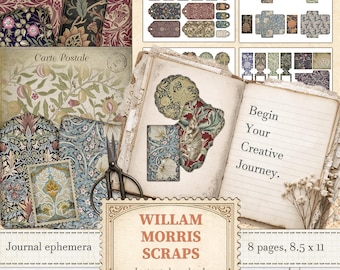 William Morris ephemera for Art Nouveau junk journal and vintage slow crafting | Digital download | 019