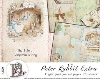 Peter Rabbit junk journal extra pages for Beatrix Potter themed crafting | Digital download | 350