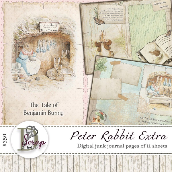 Peter Rabbit junk journal Extra pages Beatrix Potter printable 11 sheets Bunny Easter Children Little Kids Baby book journal supplies #350