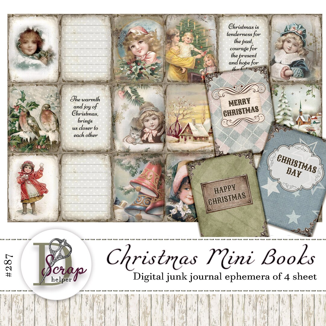 vintage-christmas-mini-books-printable-of-4-sheets-christmas-quotes-christmas-ephemera-christmas