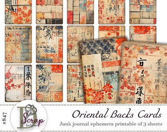 Vintage Japanese cards for washi art ATC ephemera and oriental junk journals | Digital download