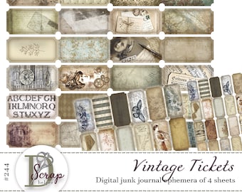 Vintage ticket stubs for antique ephemera and retro junk journals | Digital download | 244