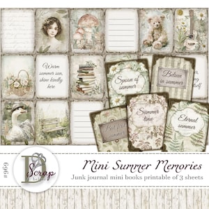 3 Blatt Sommer druckbare Minibücher, Shabby Chic Cottagecore Natur, Natur, Natur, Shabby Chic, Cottagecore, #969