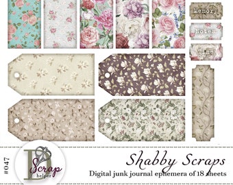 Wiosenne kwiatowe efemerydy do powolnego tworzenia w stylu vintage i dzienników w stylu shabby chic | Pobierz cyfrowo