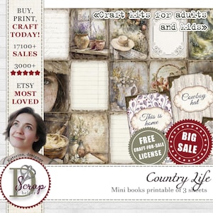 Farmlife Minibuch Junk Journal Cottagecore Puppenhaus Cozy mini home Bücher Bündel Shabby Chic Miniaturbibliothek Bücher Bauernhof Liebhaber Geschenk #980