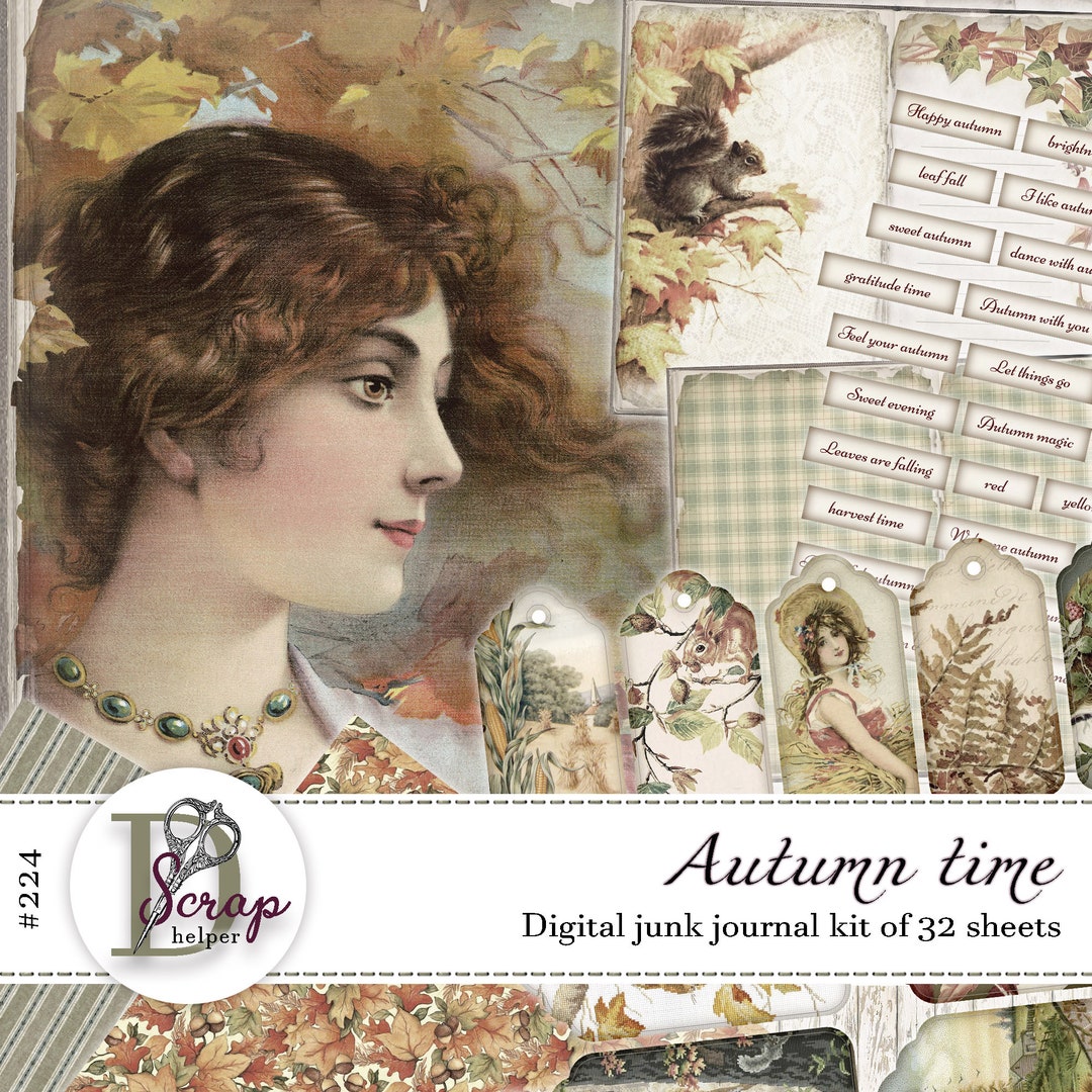 Vintage Autumn Junk Journal Kit Printable 32 Sheets Retro Fall Harvest ...