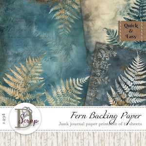 Papel de samambaia para impressão de 12 folhas Fundo de floresta Folha de samambaia Natureza Verdura Floresta Erva Papel pergaminho para scrapbook Uso comercial gratuito #494
