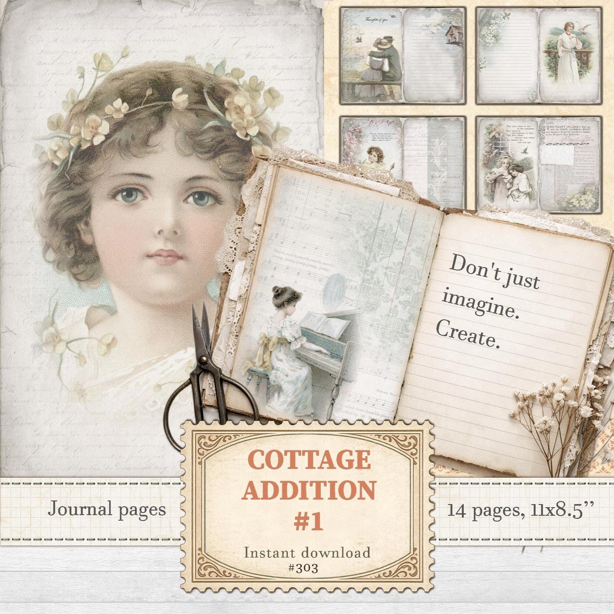 Vintage Muted Cottage Junk Journal Pages for Spring Scrapbooking and ...