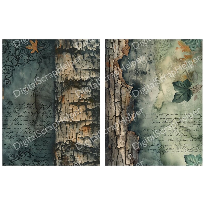 Tree Bark Paper Pack for Forest Junk Journals and Nature Collages ...