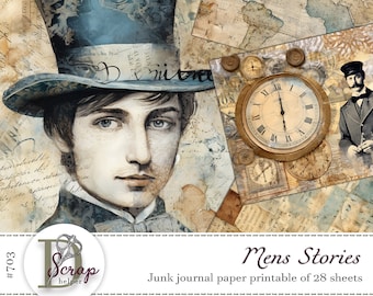 Vintage Man papers for masculine stationary, junk journaling and scrapbooking | Digital download | 703