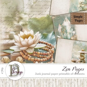 Páginas imprimibles de diario zen, 12 hojas, autocuidado, meditación, atención plena, Buda, yoga, curación, scrapbooking, páginas simples, suministros para diario n.° 789