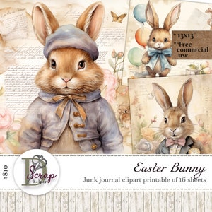 Shabby Chic Osterhase Clipart Bundle zum Ausdrucken Frühling Jesus Bibel Gebet Ostern Dekor Ostern Decoupage Ostern Junk Journal Zubehör #810