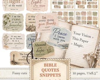 Bible stickers with faith quotes Religious sayings ephemera for Christian journaling | Digital download | 1530