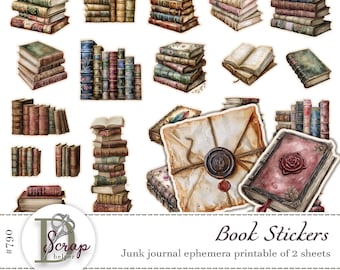 Book fussy cuts vintage ephemera for cardmaking and bookish junk journals | Digital download | 790