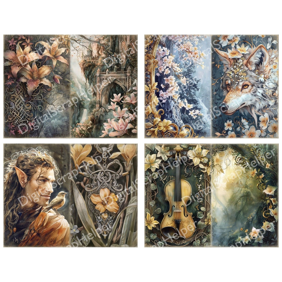 Elven Spring Spring Elves Junk Journal Pages, Fantasy Elven Forest (digital Download ...