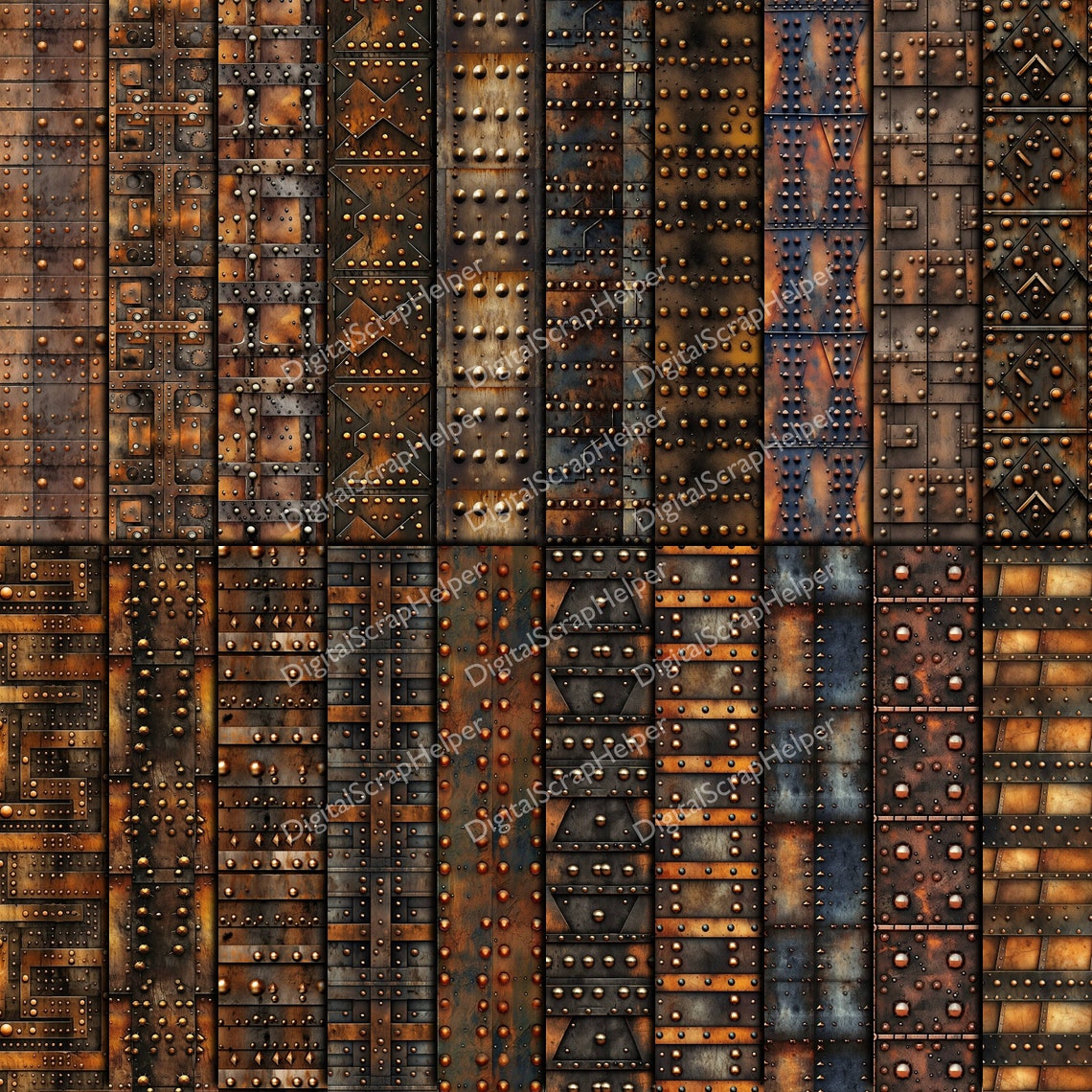 Metal Rivets Steampunk Seamless Pattern Digital Paper Industrial ...