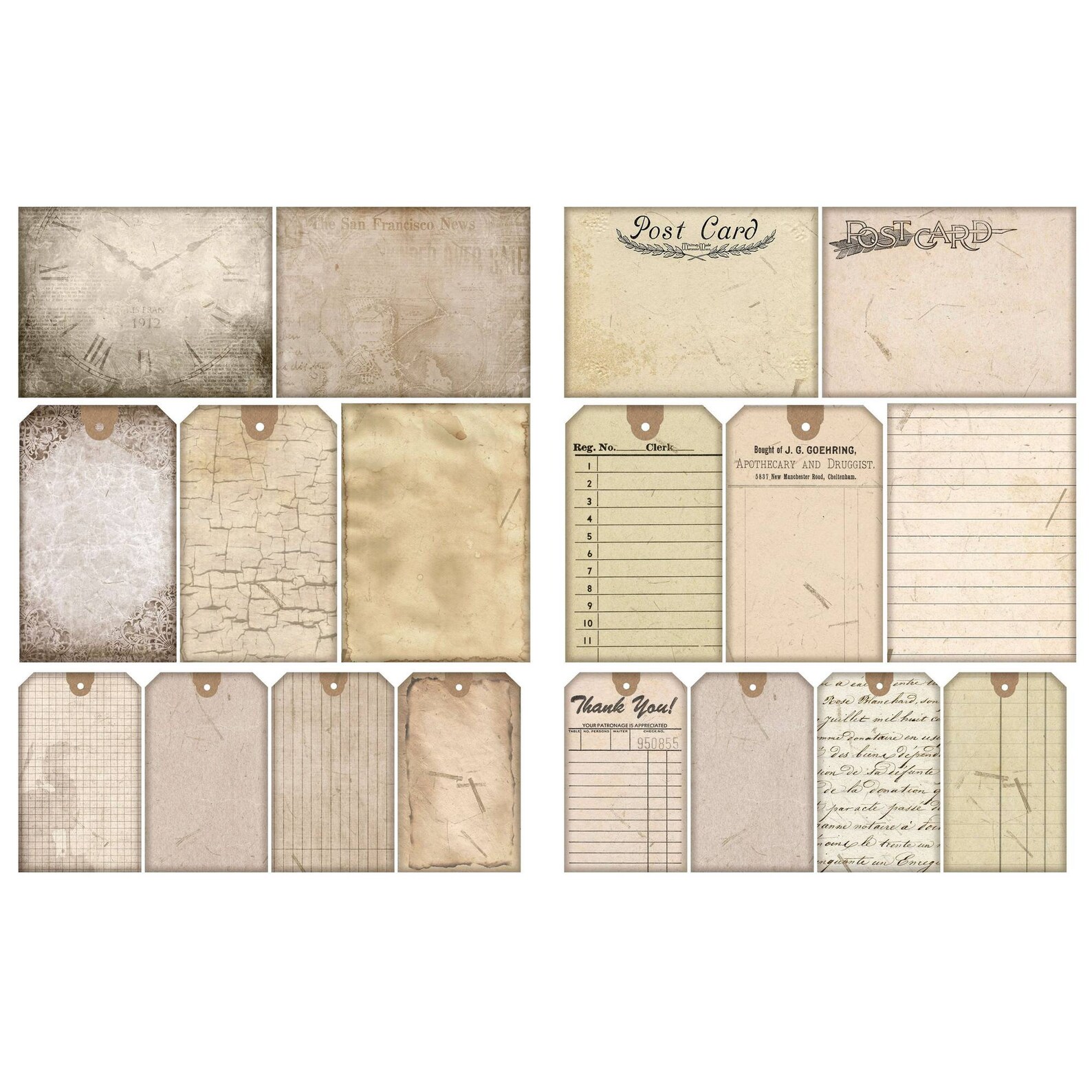 Neutral Junk Journal Tags and Cards Printable of 10 Sheets - Etsy