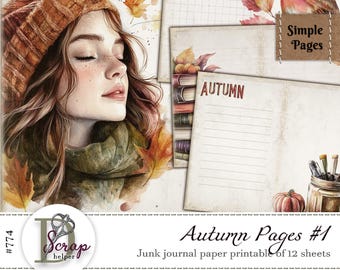 Autumn junk journal double pages for writing and journaling Set 1 | Digital download | 774