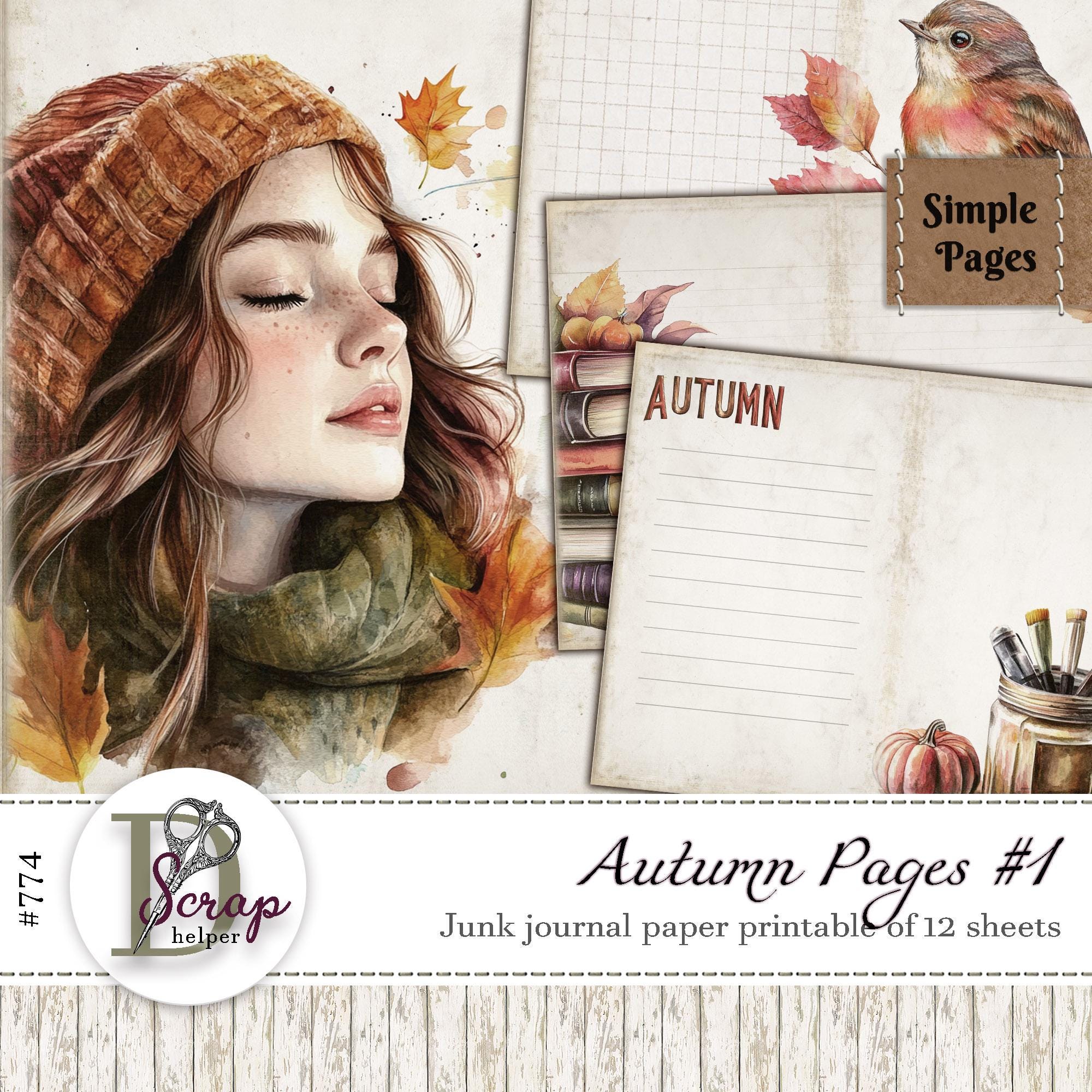 Autumn Junk Journal Double Pages for Writing and Journaling Set 1