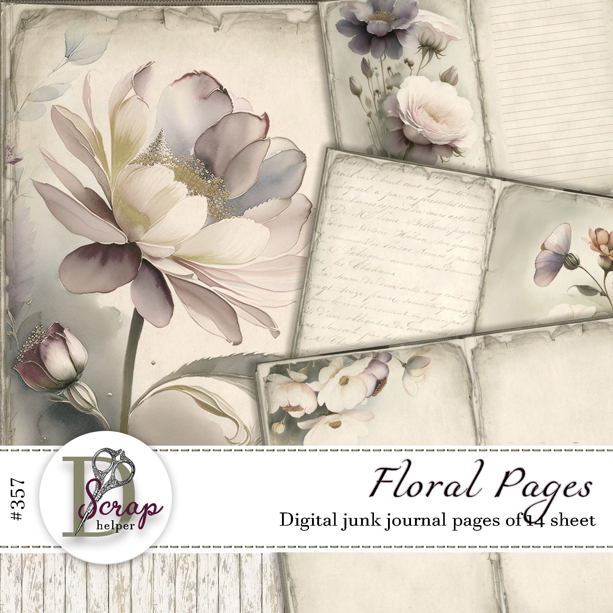 Muted Floral Junk Journal Pages for Vintage Spring Ephemera and ...