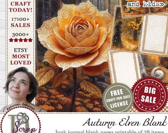 Autumn elven blank pages for fantasy fairytale junk jorunals and scrapbooking | Digital download | 1079