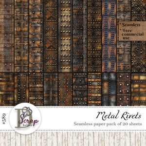 Metall Nieten Steampunk nahtlose Muster digitales Papier Industrie Masculine Technische Männer Mechanisches Papier Freie kommerzielle Nutzung 20 Blatt #589