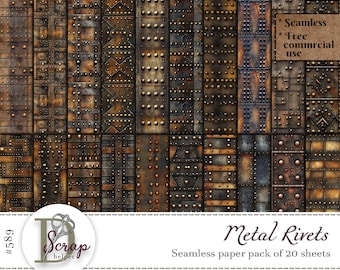 Metal rivets steampunk seamless pattern digital paper Industrial Masculine Technical Men Mechanical paper Free commercial use 20 sheets #589