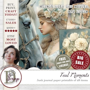48 Blatt shabby chic Junk Journal Papier shabby chic grün shabby chic Papier Pack 48 Blatt #919