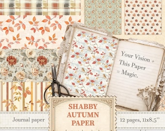 Shabby autumn background paper for fall junk journals and cottagecore scrapbooking | Digital download | 508